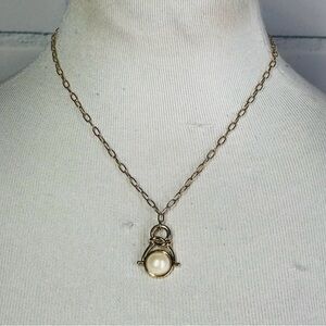 Ann Taylor Gold Chain Necklace with Pearl Pendant